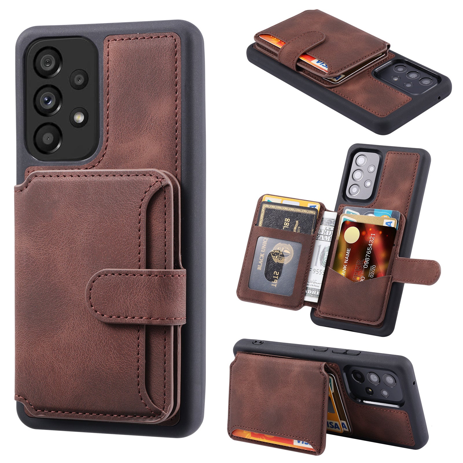 For Samsung Galaxy A52 5G / 4G / A52s 5G RFID Blocking Wallet Phone Case Leather Coated TPU Kickstand Cover For Samsung Galaxy A52 5G / 4G / A52s 5G RFID Blocking Wallet Phone Case Leather Coated TPU Kickstand Cover